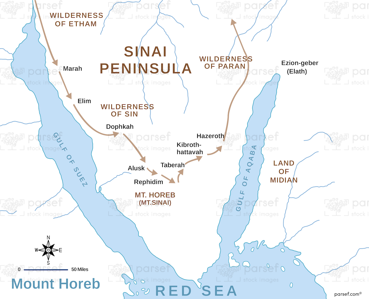 Exodus Mount Horeb Map