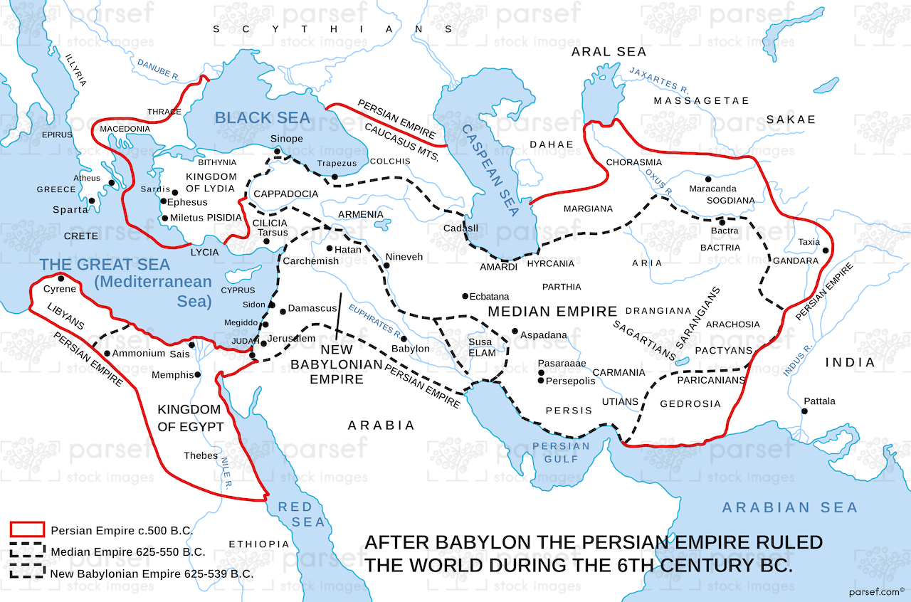 The World During the 6th Century BC Map bible map