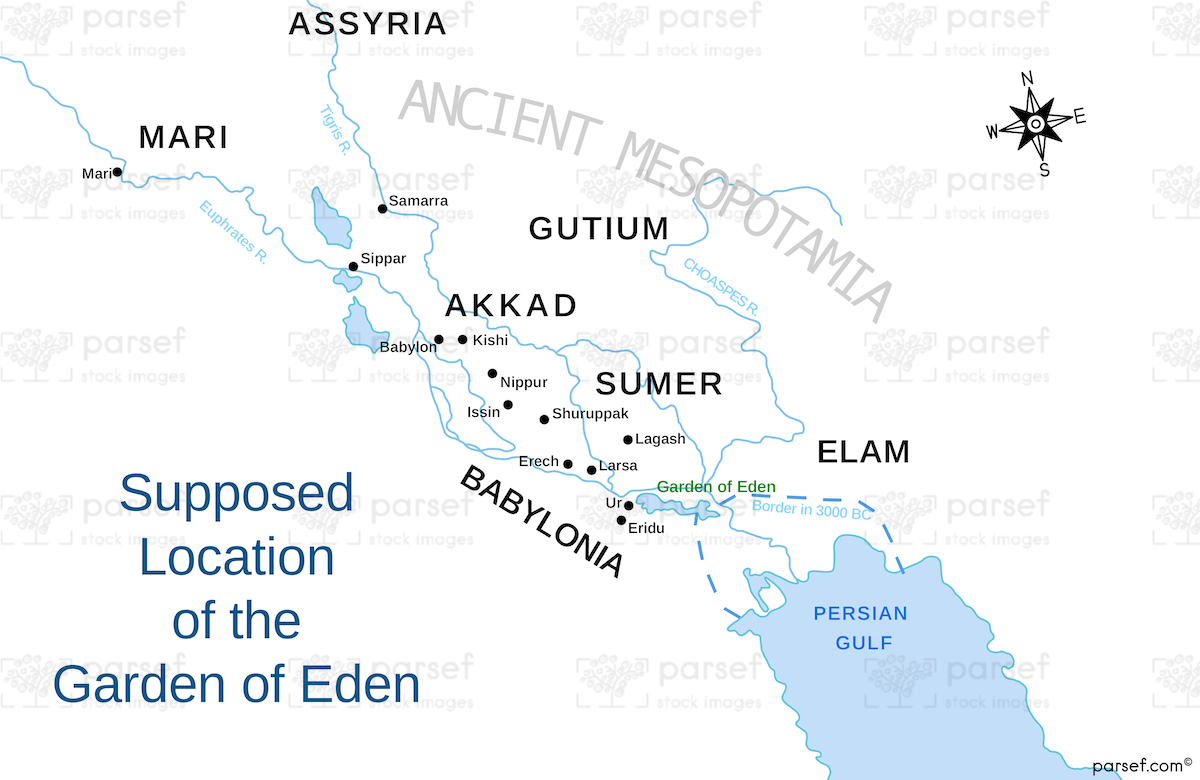 Genesis Garden of Eden Map bible map