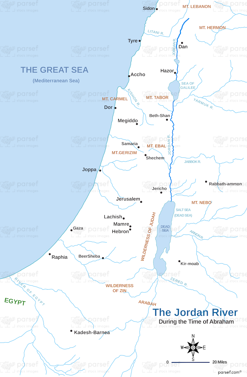 Jordan River During Abraham’s Time Map bible map